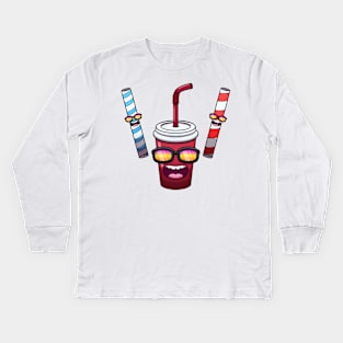 Cool Soda And Straws Kids Long Sleeve T-Shirt